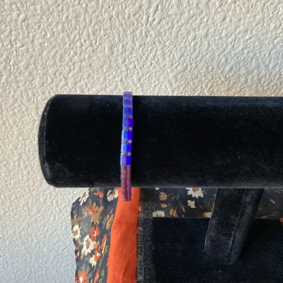 Vibrant Handmade Purple and Blue Tila Beaded Bracelet - Picture 7 of 10